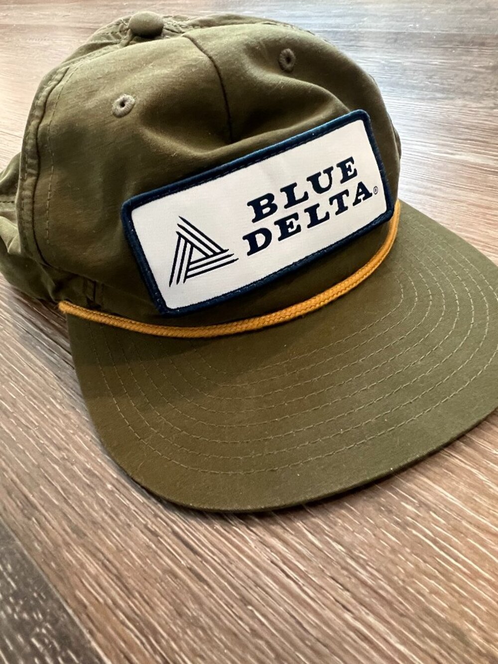 Blue Delta Hat – Olive Green Rope Trucker Snapback- Adjustable